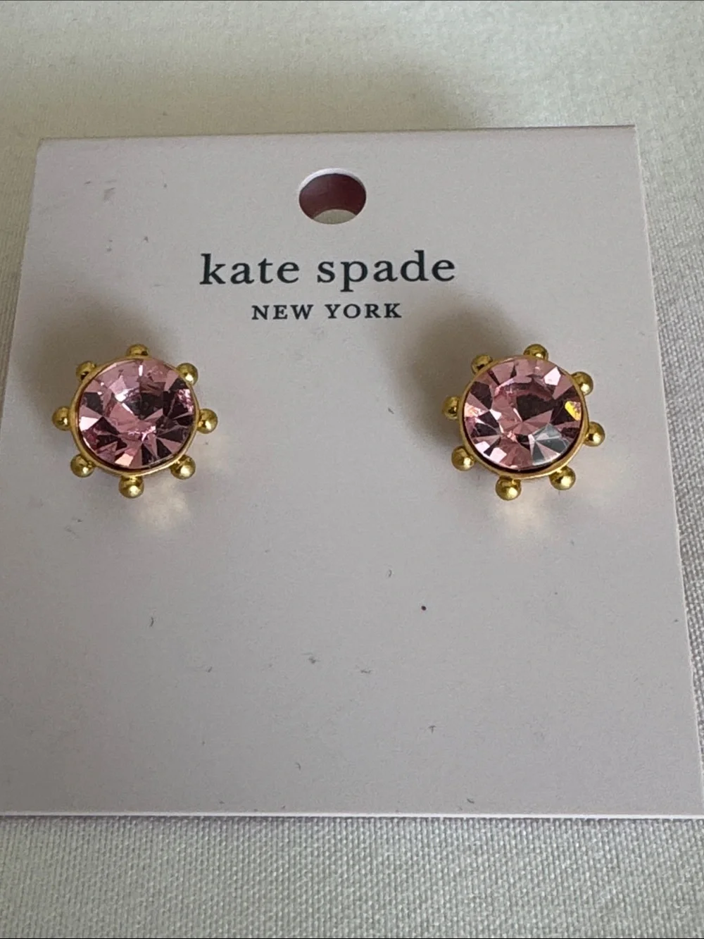 kate spade Pink Crystal Gold Accent Stud Earrings